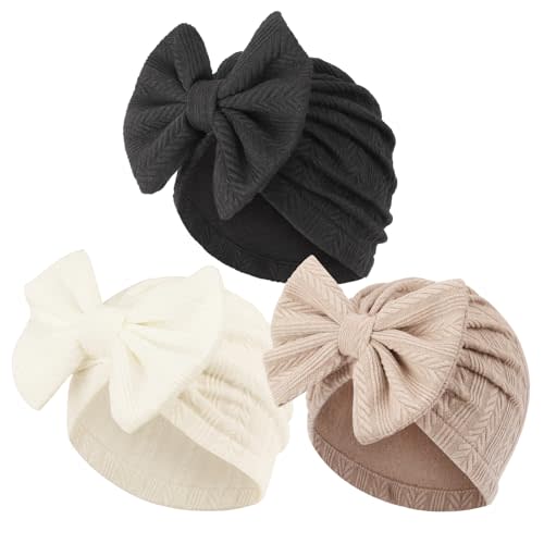 Newborn Baby Girl Hats with Bow Toddler Infant Beanie Cap Newborn Hospital Hats for Baby Girl Kid 0-12 Months
