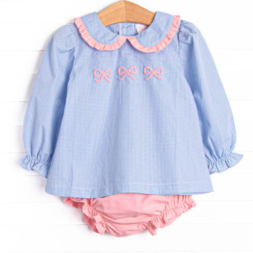 French Knot Frills Embroidered Diaper Set, Blue – Stitchy Fish