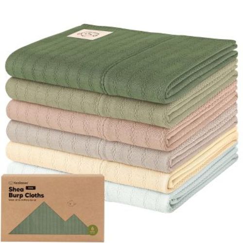 6pk Shea Baby Burp Cloths, Organic Cotton Burping Cloths for Babies, Boys, Girls, Soft & Absorbent Spit Up Rag (Hedges)