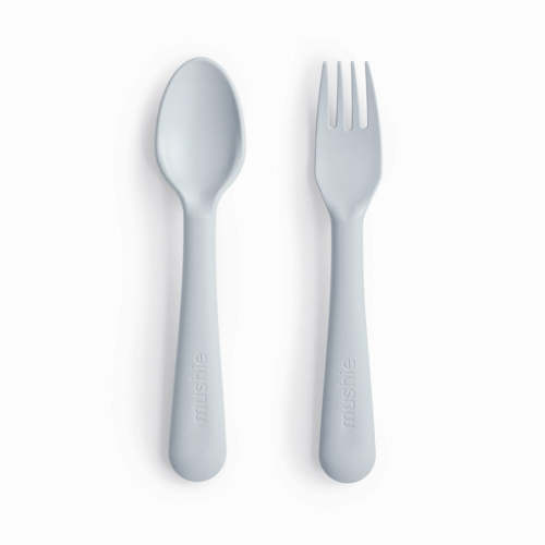 Mushie Baby Dinnerware Fork and Spoon Set - Cloud