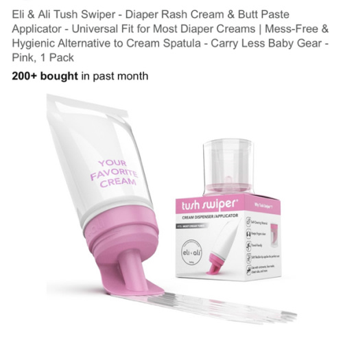 Eli & Ali Tush Swiper - Diaper Rash Cream & Butt Paste Applicator - Universal Fit for Most Diaper Creams | Mess-Free & Hygienic Alternative to Cream Spatula - Carry Less Baby Gear - Pink, 1 Pack