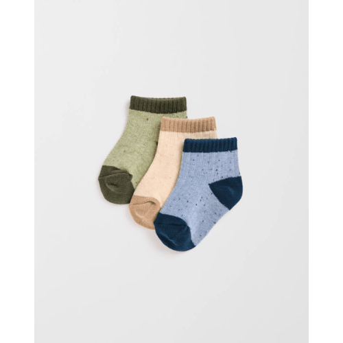 Baby Australian Cotton Blend 3 Pack Textured Quarter Crew Socks