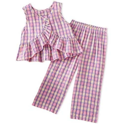 Doresbebe Toddler Girl Clothes Baby Girl Clothing Summer Outfit 2-6 Year Little Matching Sleeveless Top Long Pants Set 2Pcs