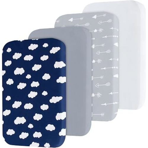 Baby Bassinet Sheets 33x20 for Baby Boy Girls, 4 Pack Fit for Baby Delight