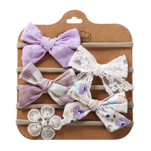 5PCS Baby Girl Headbands and Bows, Newborn Infant Toddler Nylon Elastics Hairbands Hair Accessories