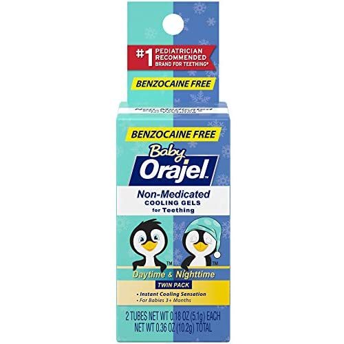 Orajel Baby Daytime and Nighttime Non-Medicated Cooling Gels for Teething, 2 tubes, 0.18 oz each