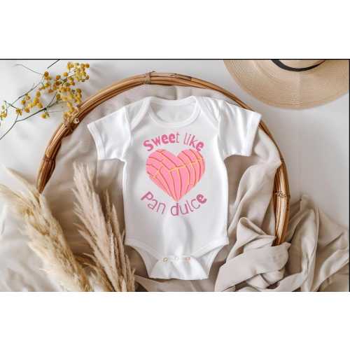 Pan dulce, sweet like pan dulce onesie, pink onesie, Concha onesie