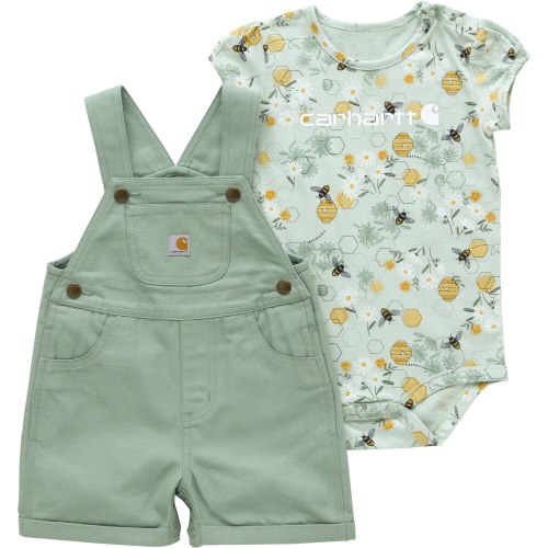 Carhartt Short-Sleeve Bee Bodysuit and Canvas Shortalls Set for Babies