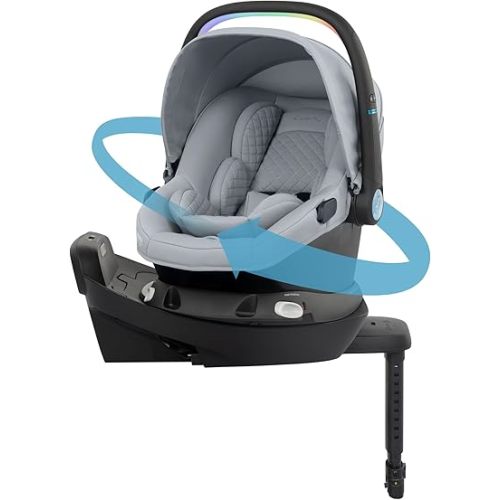Evenflo Revolve180 LiteMax NXT Rotating Rear-Facing Lightweight Preemie and Infant Car Seat 3-30lbs with SensorySoothe & Accessory Load Leg. Easy Install with Base (Quartz)