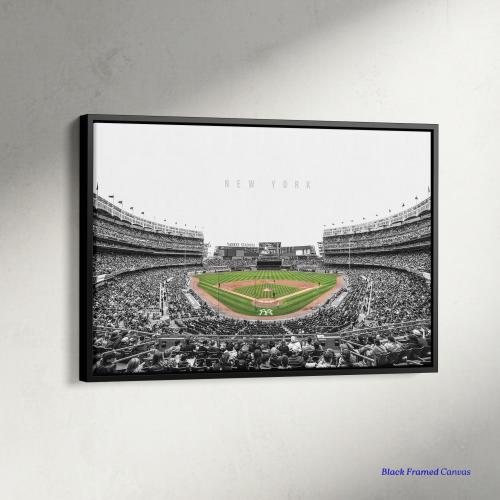 Yankee Stadium Black White Canvas, New York Gifts, Sport Poster, New York Baseball, Baseball Wall Art