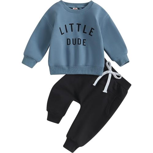 Murnouche Toddler Baby Boy Fall Winter Outfits Letter Crewneck Sweatshirt Casual Pants 2Pcs Clothes Set