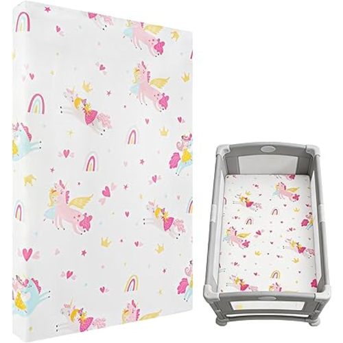 Viviland Toddler Mattress, 38" X 26" Pack N Play Mattress Premium Soft Foam Portable for Pack and Play Topper, Breathable, Comfortable and Stable, Unicorn Printed Mini Pad for Baby Mattresses