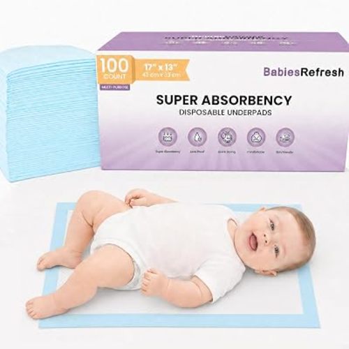 100 Count 17” x 13", Baby Changing Pad, Disposable Underpads, Leakproof Quick Drying for Multi-use for Babies, Puppy Pads and Adults, Chucks, Disposable Diaper Changing Pad for Baby, Blue, Small