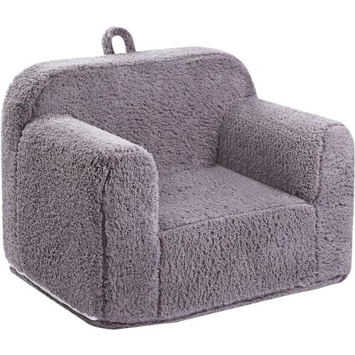 MOMCAYWEX Kids Snuggly-Soft Sherpa Chair, Cuddly Toddler Foam Chair for Boys and Girls, Grey