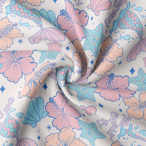 DBP Fabric Double Brushed Polyester Fabric by the Yard DBP Jersey Stretchy Soft Polyester Stretch Fabric DBP1678 Summer Mermaid