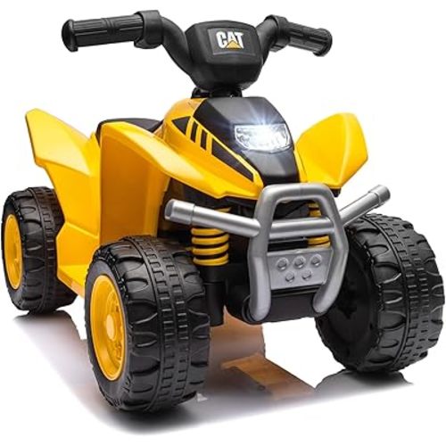 Costzon Kids ATV, 6V CAT Licensed Four Wheeler Quad Car Toy with LED Headlight, Horn, Treaded Tires, 4 Wheeler Electric ATV Ride on for 18-36 Months Boys Girls, Yellow