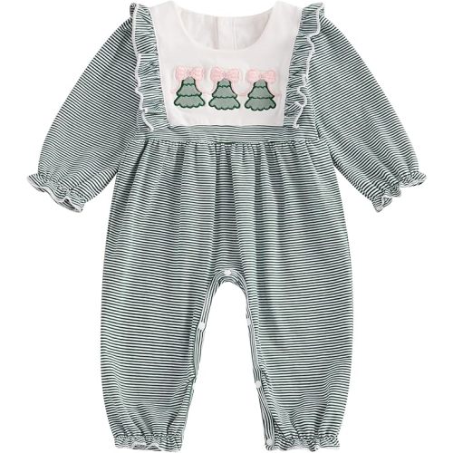 Baby Girl First Christmas Outfit My 1st Christmas Newborn Romper Long Sleeve Jumpsuit Infant Santa Outfit