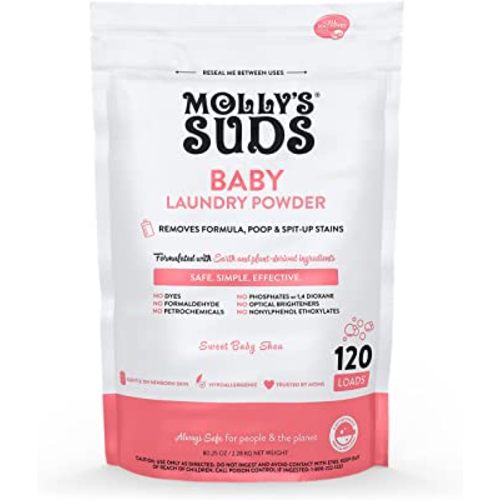 Molly's Suds Baby Laundry Detergent Powder | Removes Formula, Poop & Spit-Up Stains | Extra Gentle on Newborn Skin | 120 Loads (Sweet Baby Shea)