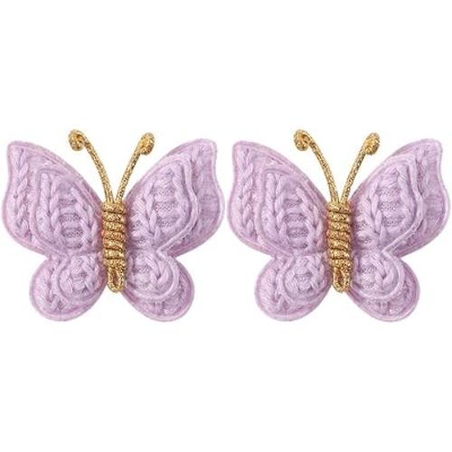 2 Pcs Butterfly Hair Bow Girl, Kid's Cute Hair Clips Barrettes Accessories for Infants Toddlers Baby Kids Fine Hair (Purple)