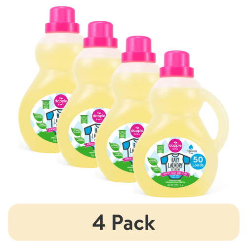 (4 pack) Dapple Baby Laundry Detergent, Fragrance-Free, 50 fl oz Bottle