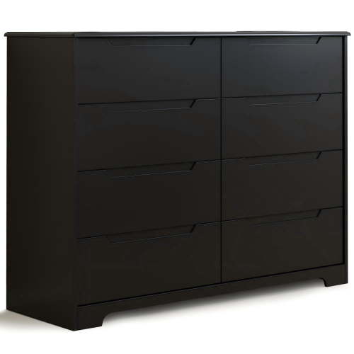 Black 8-Drawer Dresser, Lofka 47" Wide Extra Deep Storage Cabinet for Bedroom & Living Room - Sturdy Wooden Chest with Smooth Gliding Drawers, Minimalist TV Stand & Organizer