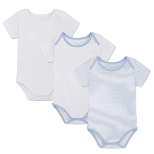 LAKE | Baby | Pima Cotton Pajamas | French Blue Baby Bodysuit Bundle 3-6 MONTH