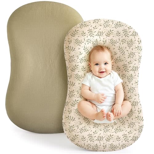 Termichy Baby Lounger Cover Muslin: Skin-Friendly Slipcover for Snuggle Me Lounger - Removable & Machine Washable for Daily Use - Snug Fit & Zipper-Free Baby Lounger Cover for Newborn Girls