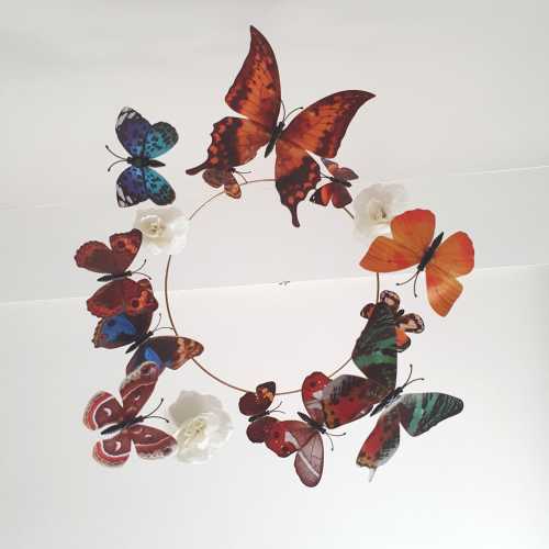 Neutral Butterfly Mobile, Butterfly and Flower Mobile, Baby Girl Mobile, Crib Mobile Girl, Butterfly Nursery Decor, Contrast Mobile