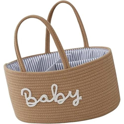Cotton Cloth Diaper Organizes Portable Storage Basket with Compartments Foldable Nursery Storage Bin for Baby Essential