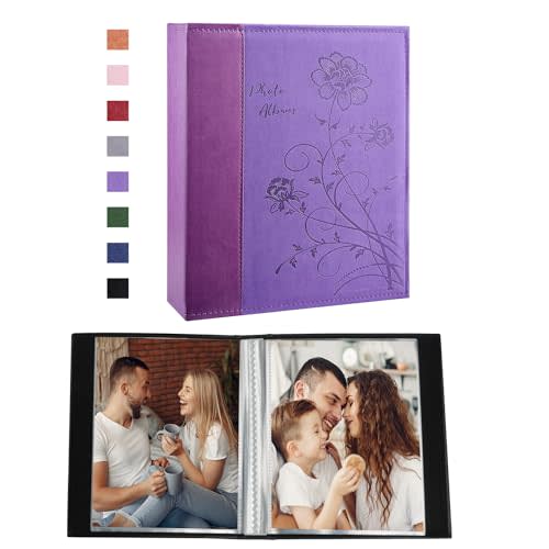 Artmag Small Photo Album 4x6 2 Pack, Each Pack with 26 Clear Pages Holds 52 Vertical Photos for 4x6 Picturs, Artwork or Postcards Storage (Purple),50 Pockets/2PKS