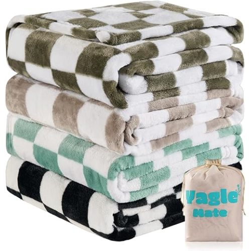 Yagle Mate 4 Pcs Baby Blankets,Fleece Checkered Baby Blanket, Cozy and Fluffy Crib Blankets for Boys- Toddler Receiving Blankets 30×40