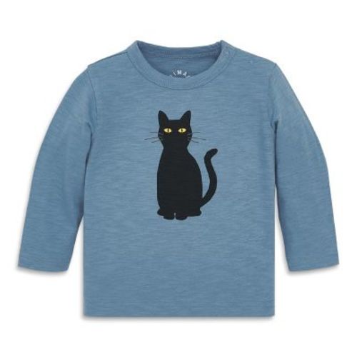 Primary Baby Long Sleeve Black Cat Tee in Moonlight Black Cat Size 12-18 Months