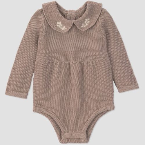 Carter's Just One You® Baby Girls' Long Sleeve Collared Sweater Knit Bubble Romper - Brown 3M