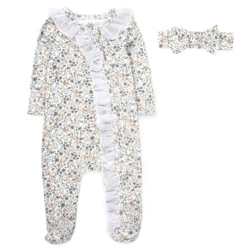 Baby Footie Bodysuit Headband or Hat 2 Piece Set – Christmas Thanksgiving Zip-Up Outfit,Holiday Pajamas for Infants