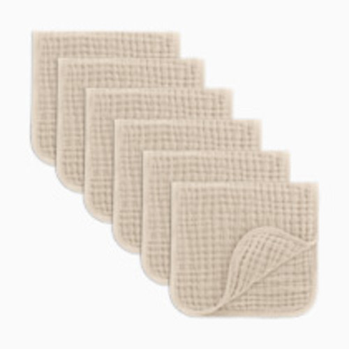 Comfy Cubs 6-Layer Muslin Burp Cloths Set - Sand, 6