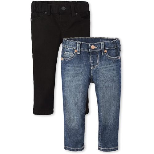 The Children's Place Baby Girls And Toddler Girls Basic Skinny Jeans,Black Wash 2 Pack,9-12MOS