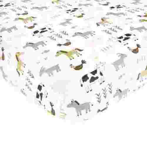 Hudson Baby Cotton Fitted Crib Sheet, Cute Farm, One Size