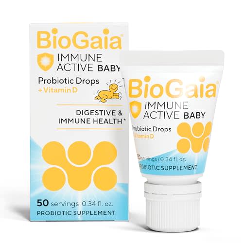 BioGaia Immune Active Baby Probiotic Drops + Vitamin D | Immune & Digestive | Pediatrician-Recommended | Supports Immune Health | Promotes Digestive Health & Regularity | Baby & Toddlers | 50 Day Supply