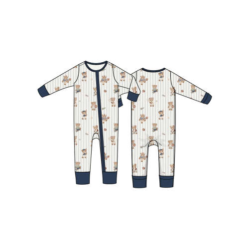 2-Way Zip Romper, Mixed Sports Bears