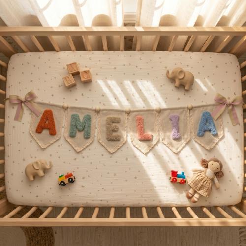 Custom Baby Name Banner, Yarn Name Garland, Nursery Name Sign, Boho Kids Room Decor