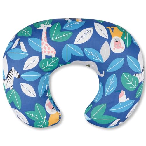 Ergonomic Nursing Pillow for Breastfeeding & Bottle Feeding, Breastfeeding Pillow to Reduce Back Neck Strain, Suitable for Breastfeeding Mom & Baby, Washable Cotton Cover(Jungle)