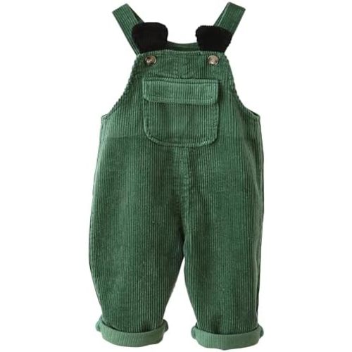 Happy Cherry Infant Baby Boy Girl Corduroy Overalls Romper Adjustable Button Suspender Big Pants Plain Romper Outfit Clothes