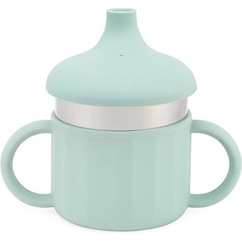 Lulyboo Stainless Steel Sippy Cup | Leakproof Toddler Cup with Handles, Spill-Resistant Lid & Straw | BPA-Free, Double-Wall Insulated for Warm & Cold Drinks (Sage)