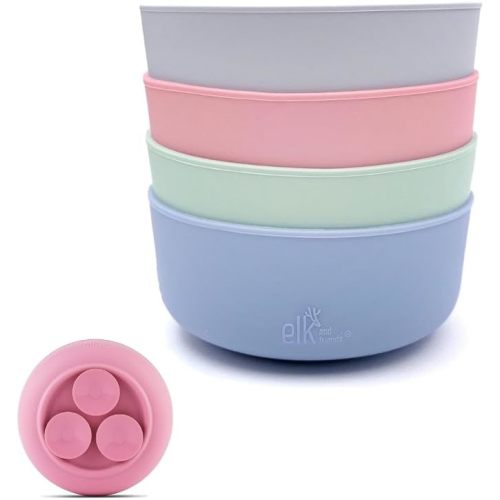 Elk and Friends Kids Porcelain Bowl Silicone Suction Sleeves Sleeves | Microwave & Dishwasher Safe