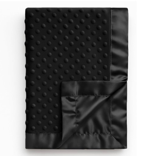 Pro Goleem Baby Soft Minky Dot Blanket with Satin Backing Baby Gifts for Boys and Girls (Black, 30’’ x 40’’)