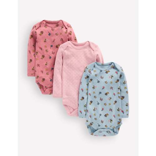 3-pack Pointelle Bodies-Pink Spaced Floral