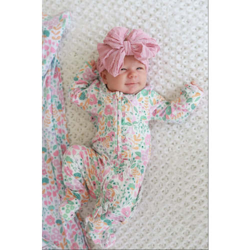 Willow's Whimsy Floral Ruffle Zipper Footie