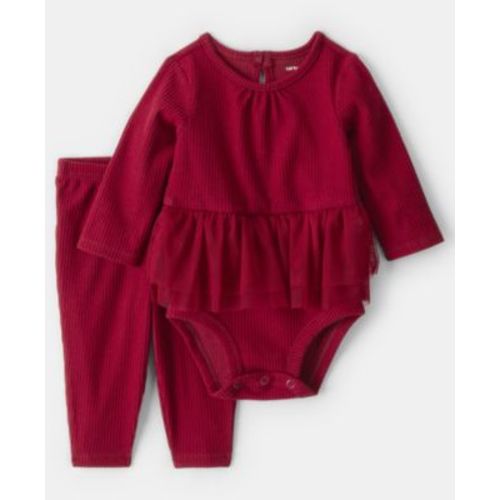 Baby Girls 2-Piece Peplum Tulle Bodysuit and Pants Set