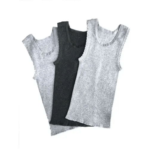 4baby Cotton Singlet 3 Pack Grey Marle | Baby Bunting AU