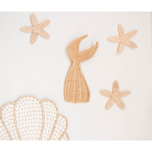 Boho Nursery Wall Decor, Mermaid Tail Decor, Rattan Kids Room Decor, Under The Sea Nursery, Boho Beach Nursery Decor, Ocean Kids Playroom